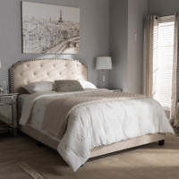 Baxton Studio CF8747-F-Light Beige-Queen Lexi Modern and Contemporary Light Beige Fabric Upholstered Queen Size Bed